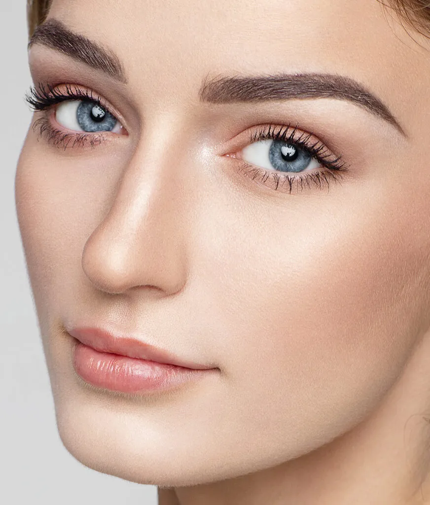 closeup on a woman's face